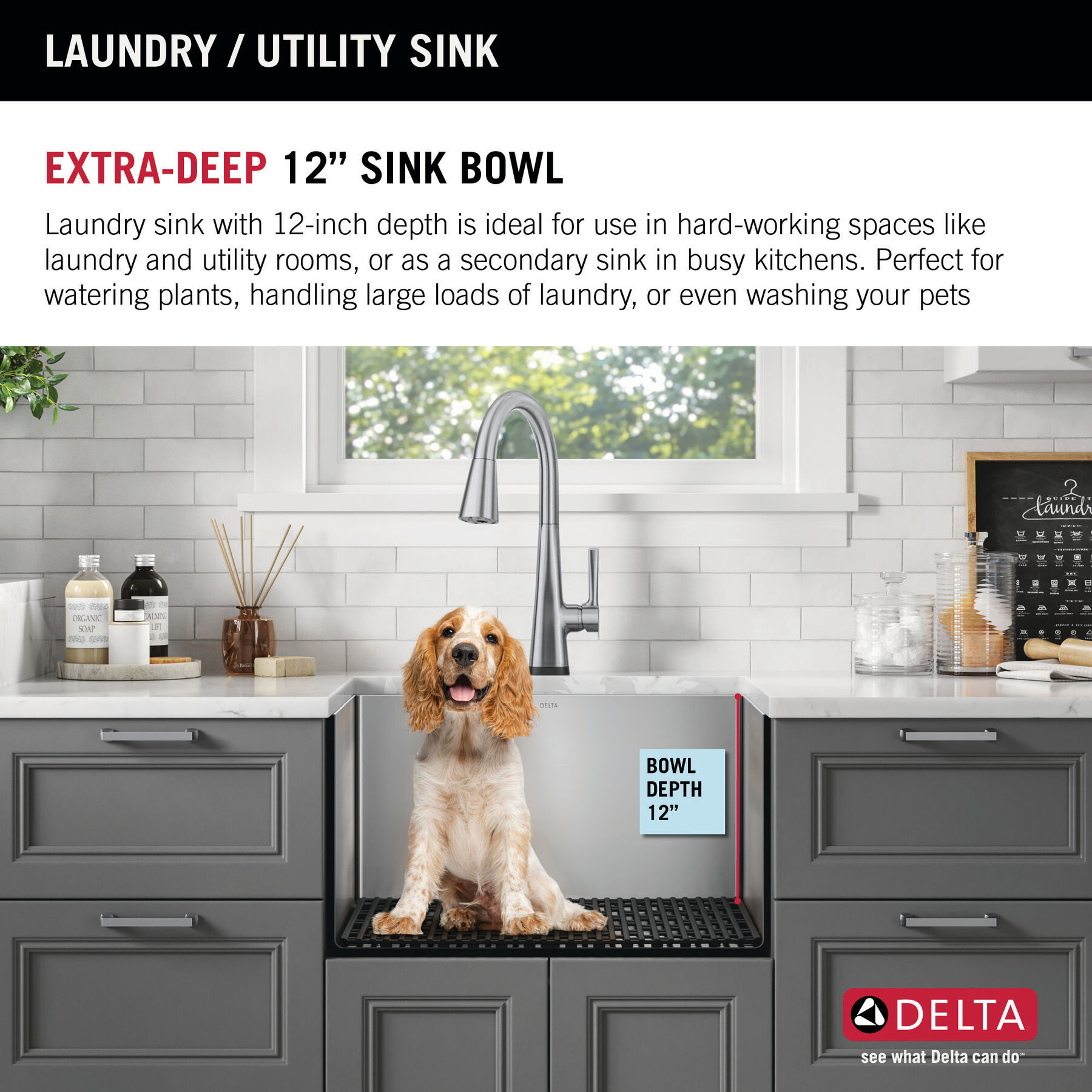 24” Undermount Stainless Steel Single Bowl Laundry Utility Kitchen Sink with Accessories, image 3